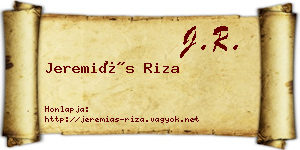 Jeremiás Riza névjegykártya